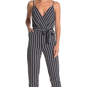 Striped Surplice Neck Jumpsuit